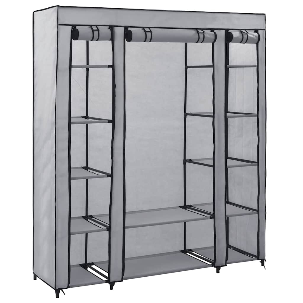 Ντουλάπα με Ράφια / Σωλήνες Γκρι 150x45x176 εκ. Υφασμάτινη - PAKOBAZAAR
