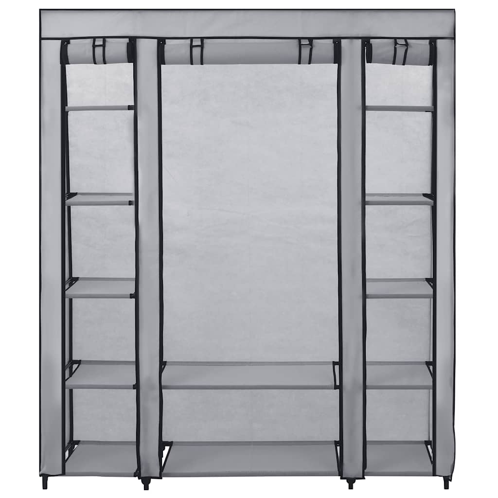 Ντουλάπα με Ράφια / Σωλήνες Γκρι 150x45x176 εκ. Υφασμάτινη - PAKOBAZAAR