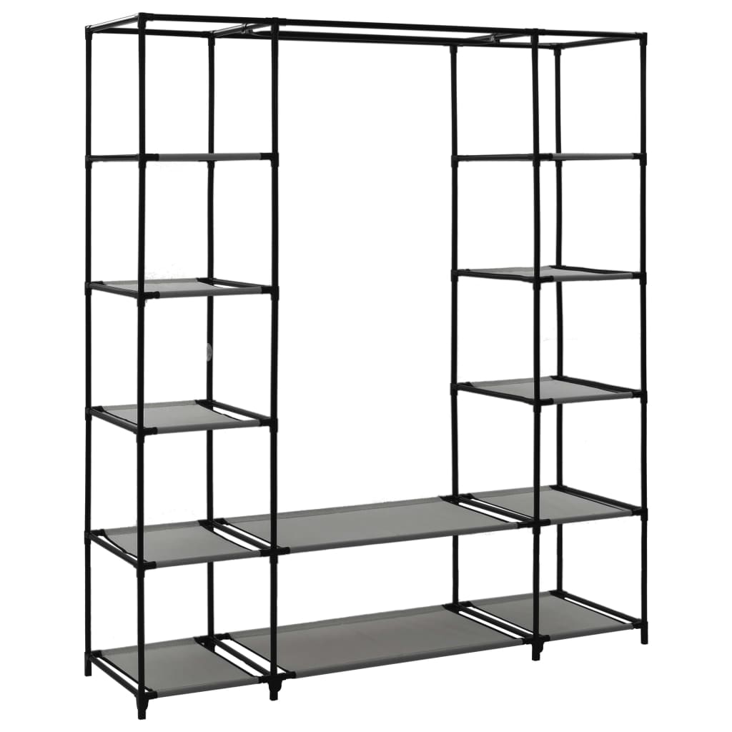 Ντουλάπα με Ράφια / Σωλήνες Γκρι 150x45x176 εκ. Υφασμάτινη - PAKOBAZAAR