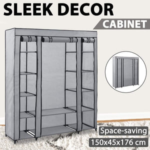 Ντουλάπα με Ράφια / Σωλήνες Γκρι 150x45x176 εκ. Υφασμάτινη - PAKOBAZAAR