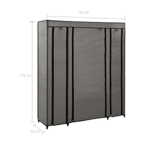 Ντουλάπα με Ράφια / Σωλήνες Γκρι 150x45x176 εκ. Υφασμάτινη - PAKOBAZAAR