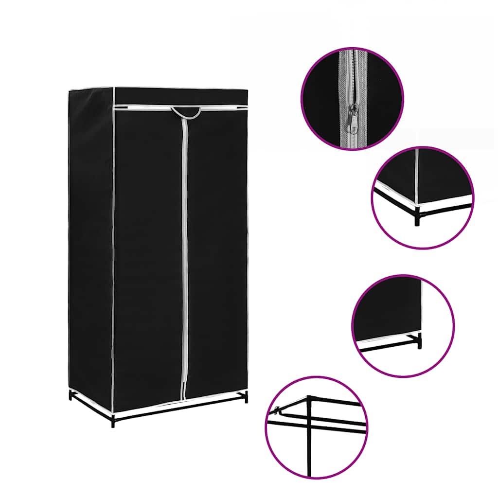 282437  Wardrobe Black 75x50x160 cm - PAKOBAZAAR