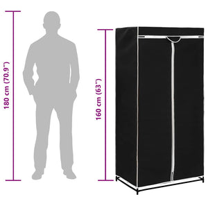 282437  Wardrobe Black 75x50x160 cm - PAKOBAZAAR