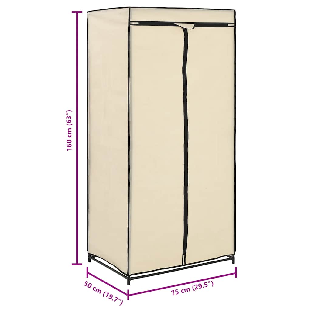 282439  Wardrobe Cream 75x50x160 cm - PAKOBAZAAR
