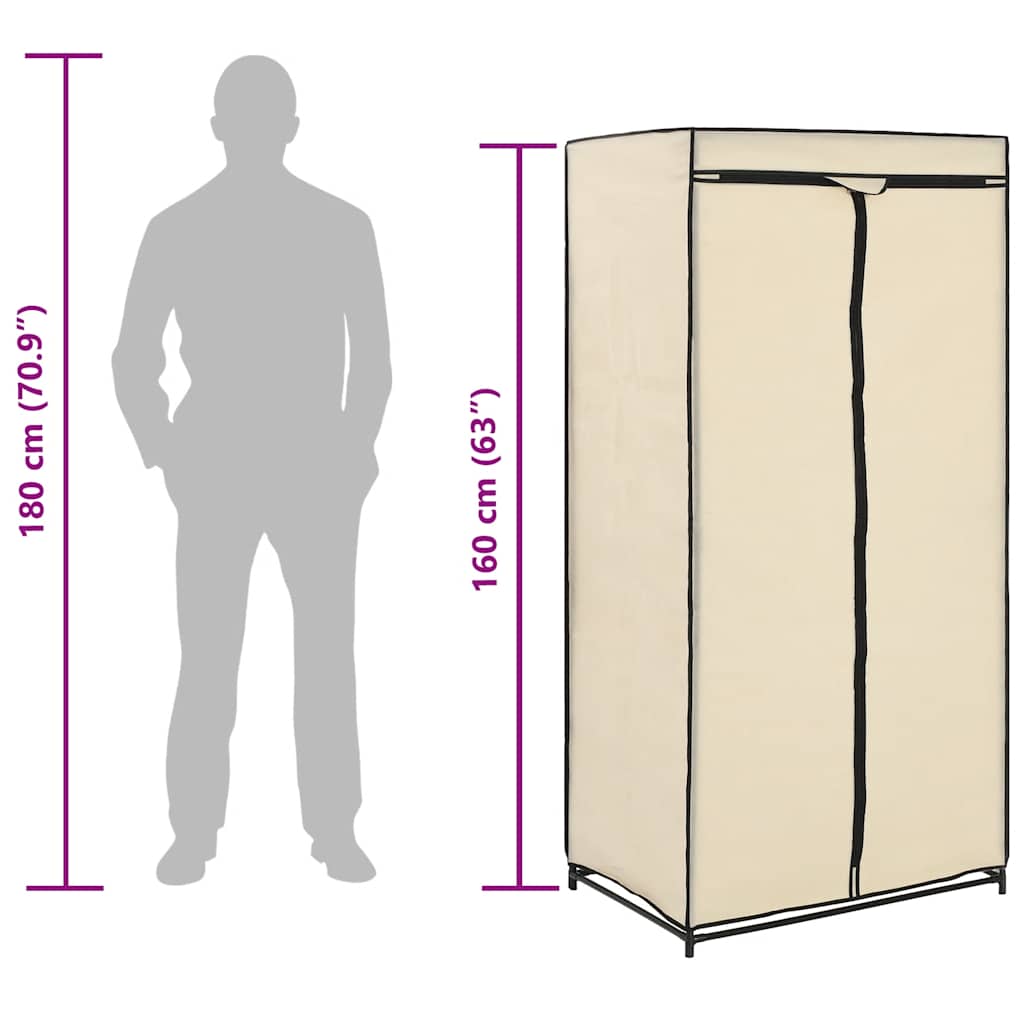 282439  Wardrobe Cream 75x50x160 cm - PAKOBAZAAR