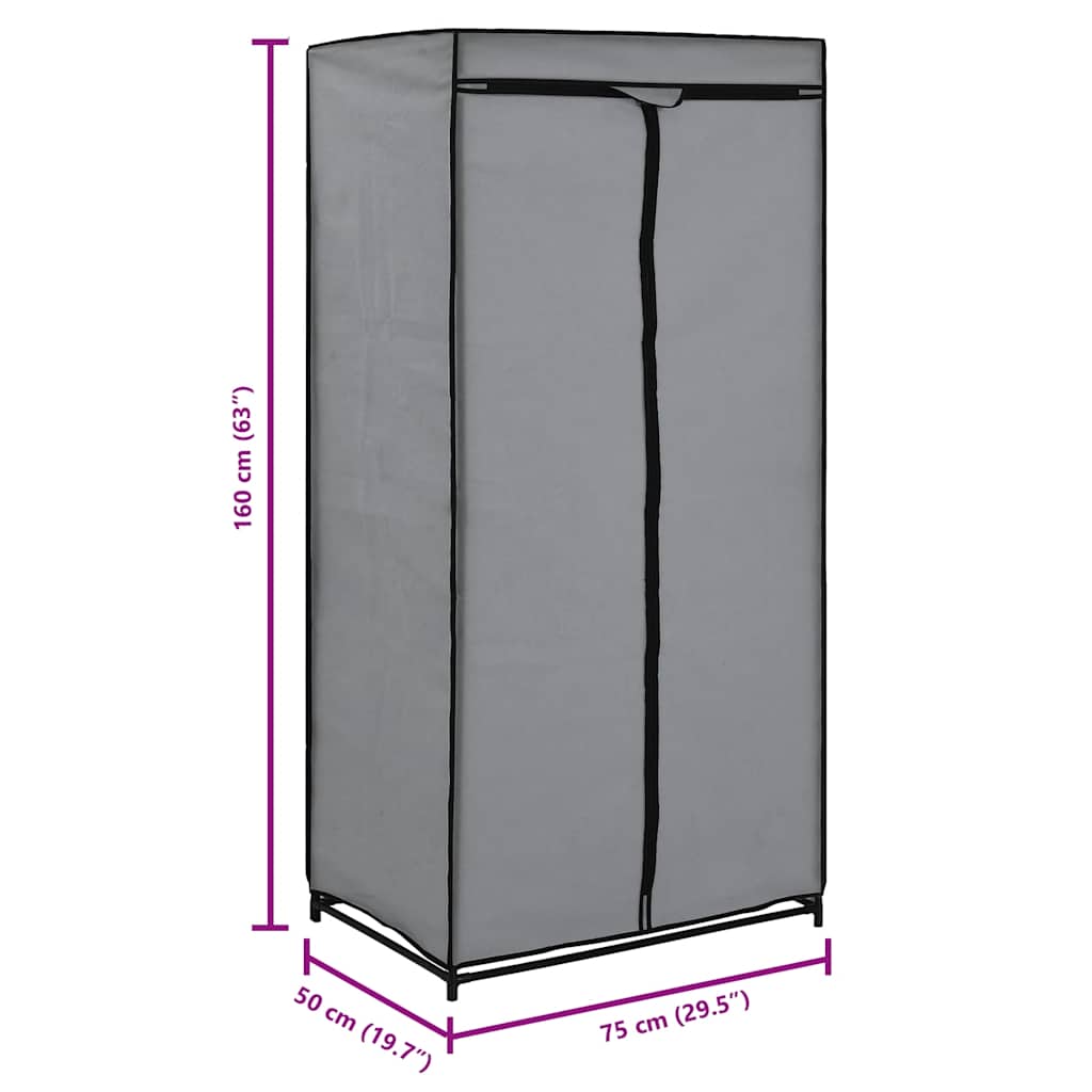 282440  Wardrobe Grey 75x50x160 cm - PAKOBAZAAR