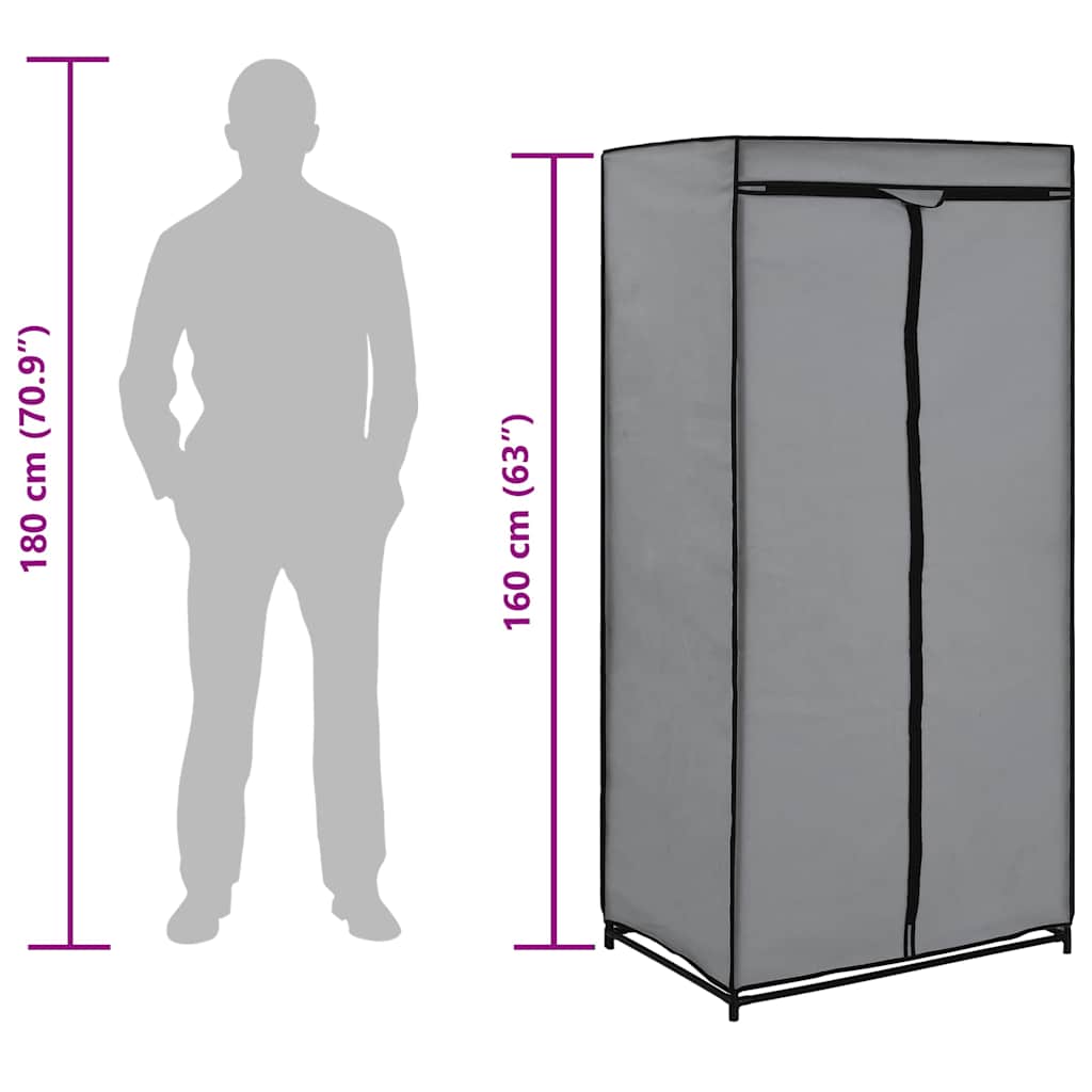 282440  Wardrobe Grey 75x50x160 cm - PAKOBAZAAR