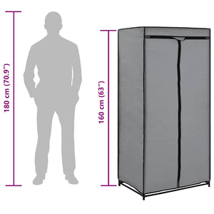 282440  Wardrobe Grey 75x50x160 cm - PAKOBAZAAR