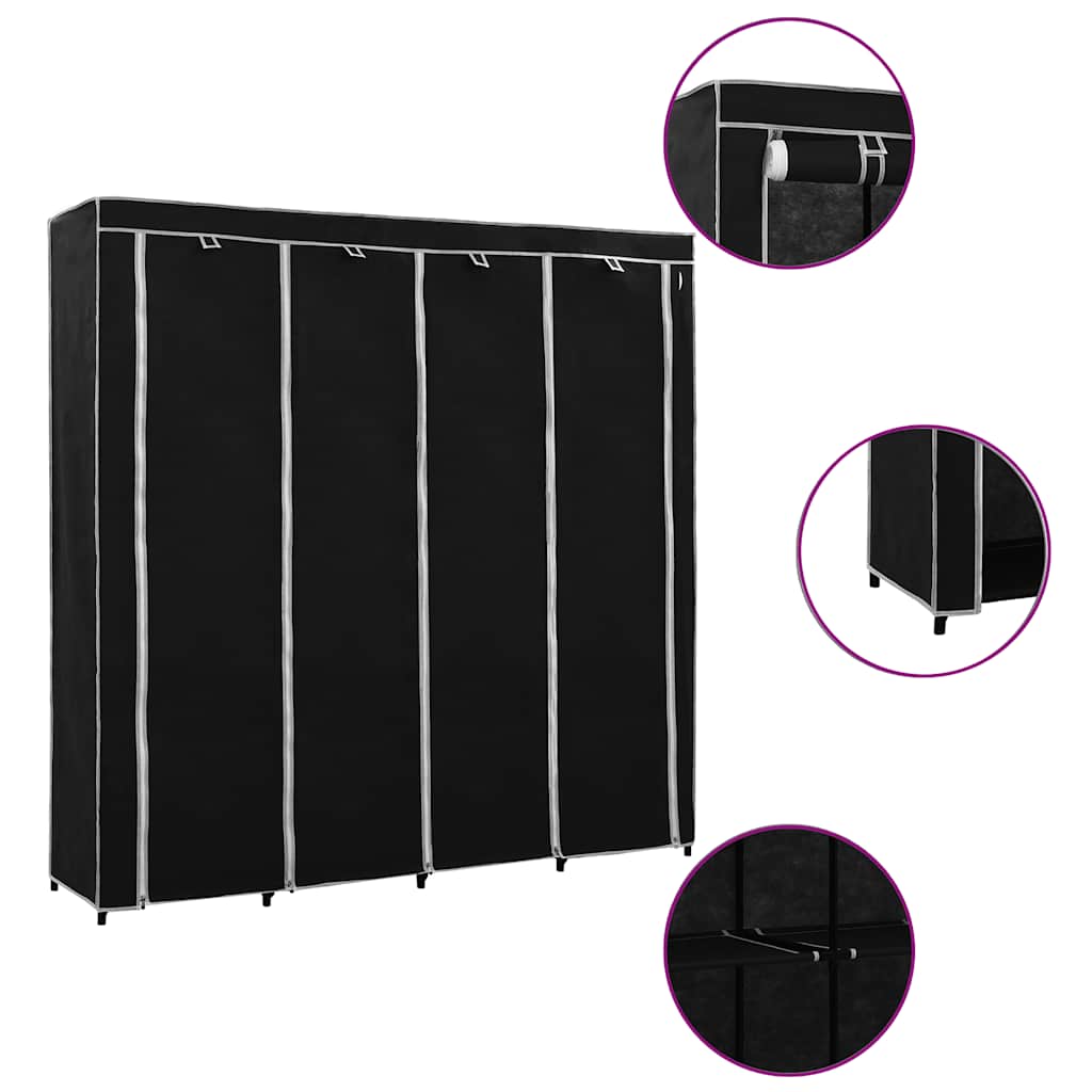 Ντουλάπα με 4 Αποθηκευτικά Τμήματα Μαύρη 175 x 45 x 170 εκ. - PAKOBAZAAR