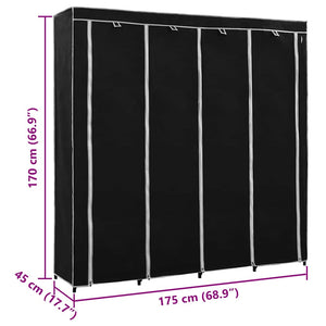Ντουλάπα με 4 Αποθηκευτικά Τμήματα Μαύρη 175 x 45 x 170 εκ. - PAKOBAZAAR