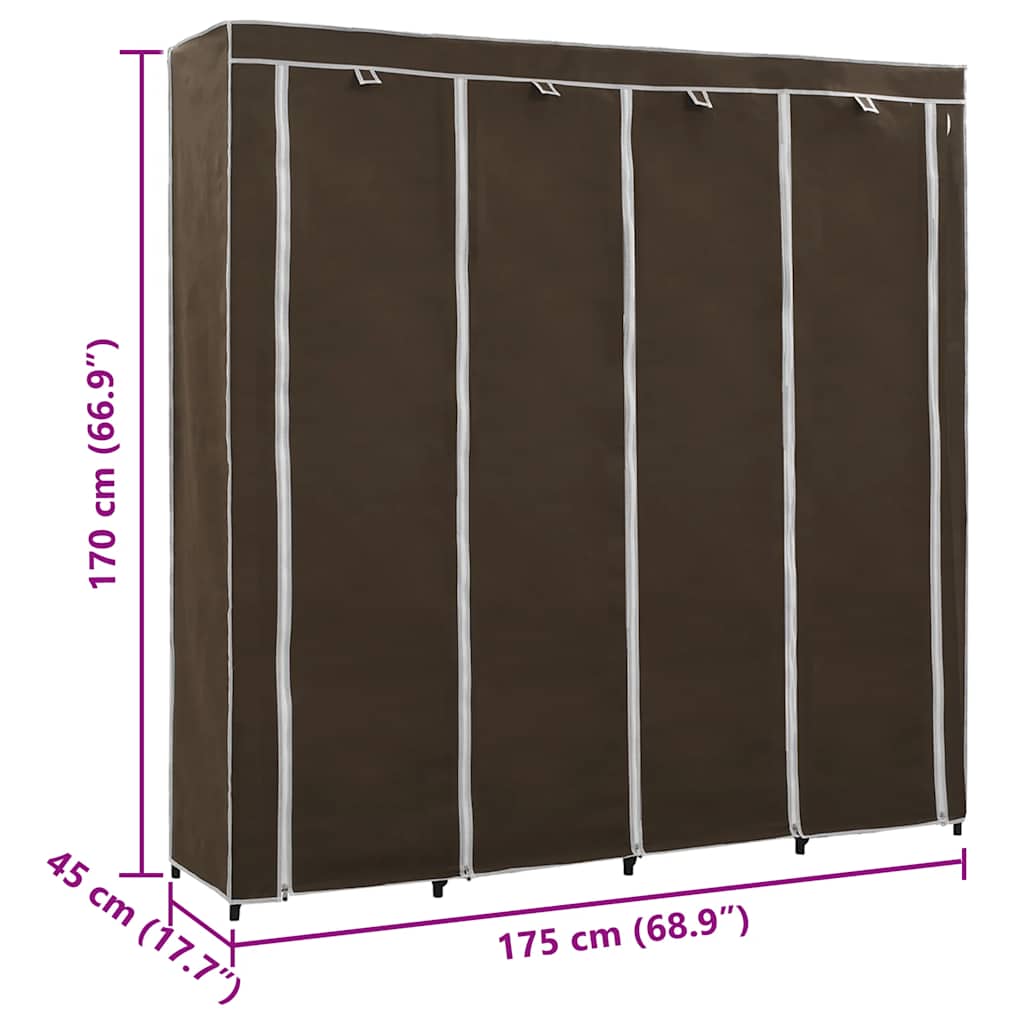 Ντουλάπα με 4 Αποθηκευτικά Τμήματα Καφέ 175 x 45 x 170 εκ. - PAKOBAZAAR