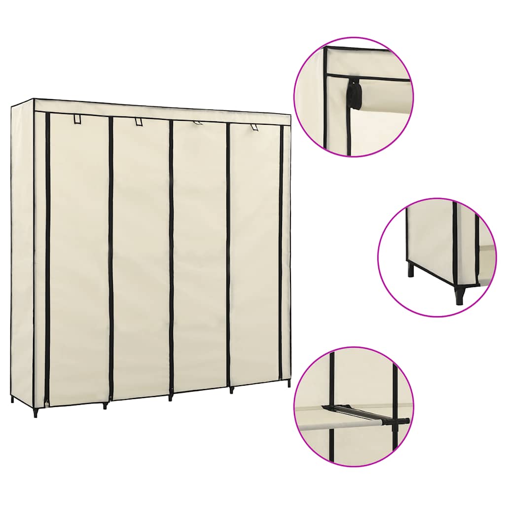 Ντουλάπα με 4 Αποθηκευτικά Τμήματα Κρεμ 175 x 45 x 170 εκ. - PAKOBAZAAR