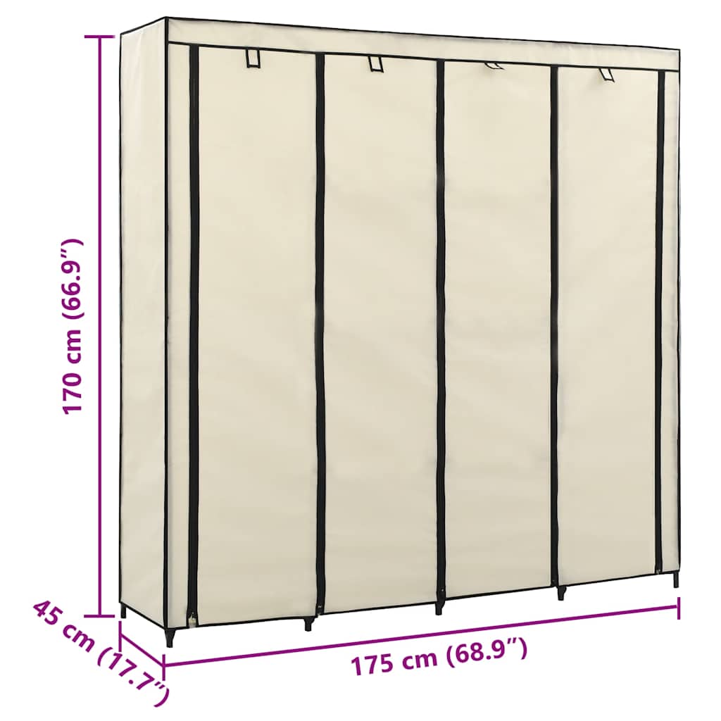 Ντουλάπα με 4 Αποθηκευτικά Τμήματα Κρεμ 175 x 45 x 170 εκ. - PAKOBAZAAR