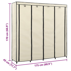 Ντουλάπα με 4 Αποθηκευτικά Τμήματα Κρεμ 175 x 45 x 170 εκ. - PAKOBAZAAR