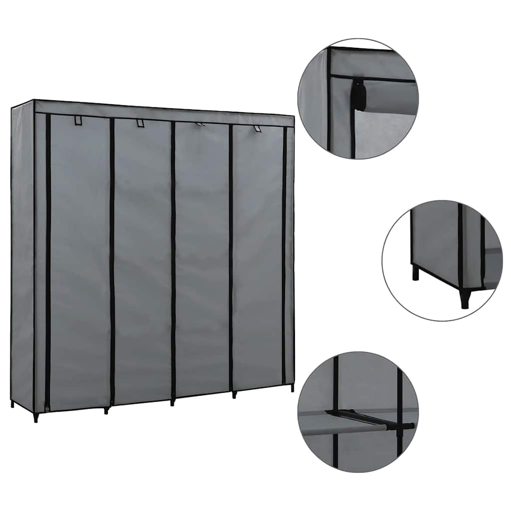 Ντουλάπα με 4 Αποθηκευτικά Τμήματα Γκρι 175 x 45 x 170 εκ. - PAKOBAZAAR