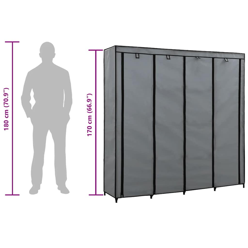 Ντουλάπα με 4 Αποθηκευτικά Τμήματα Γκρι 175 x 45 x 170 εκ. - PAKOBAZAAR