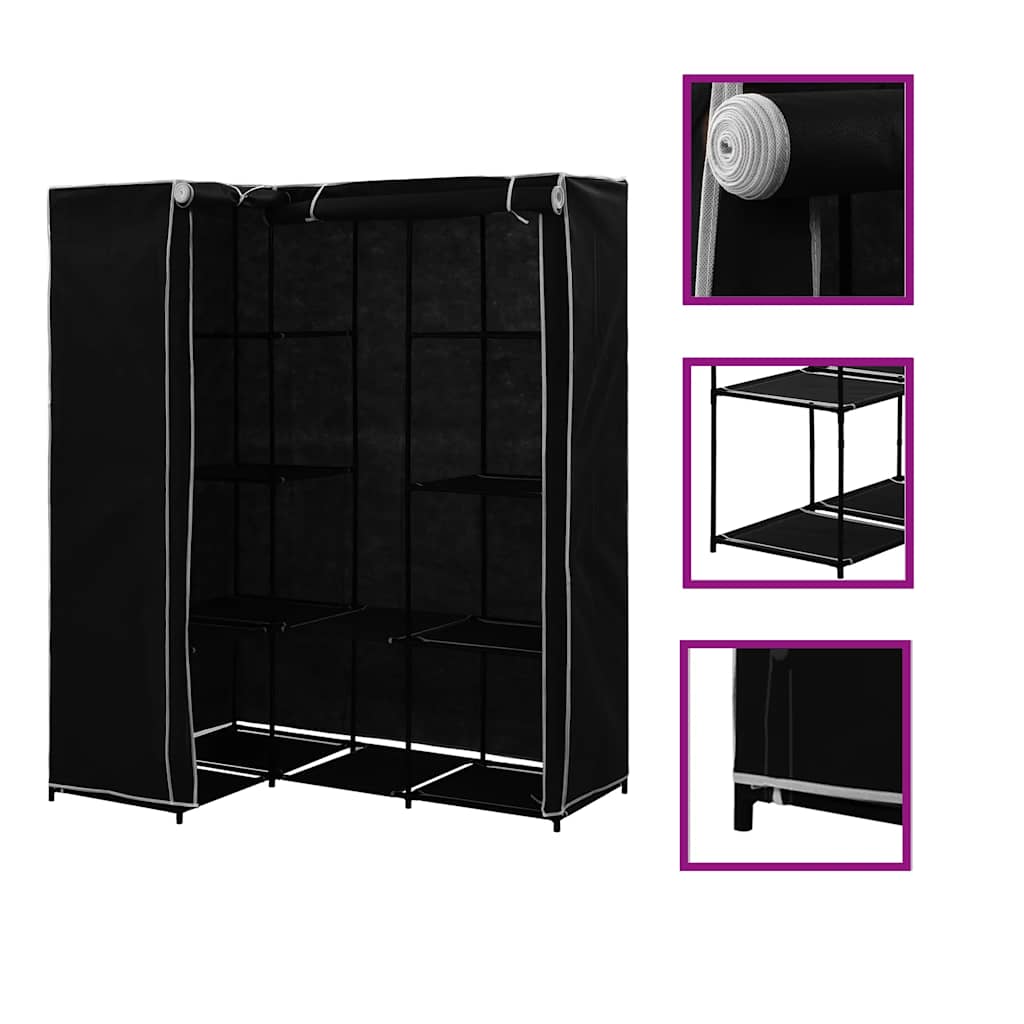 282449  Corner Wardrobe Black 130x87x169 cm - PAKOBAZAAR