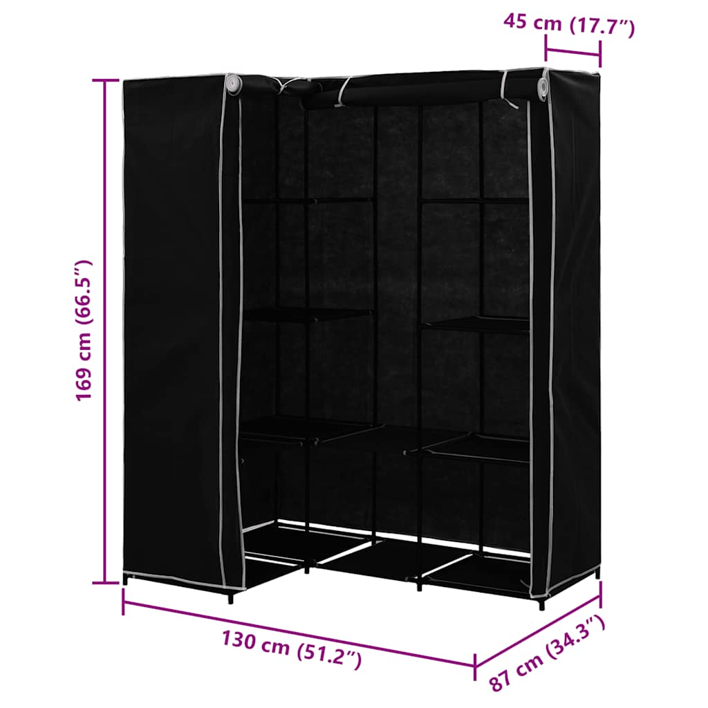 282449  Corner Wardrobe Black 130x87x169 cm - PAKOBAZAAR