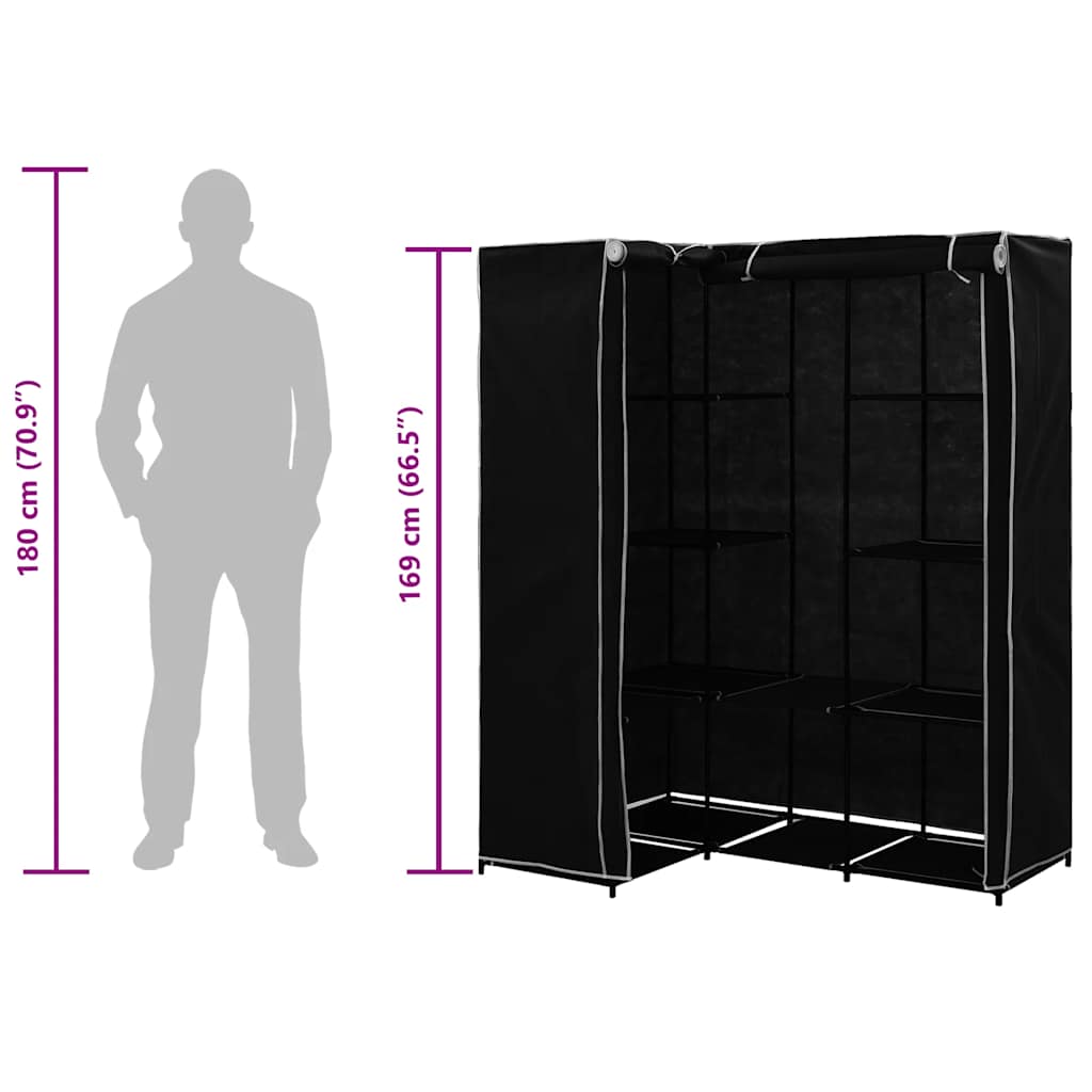 282449  Corner Wardrobe Black 130x87x169 cm - PAKOBAZAAR