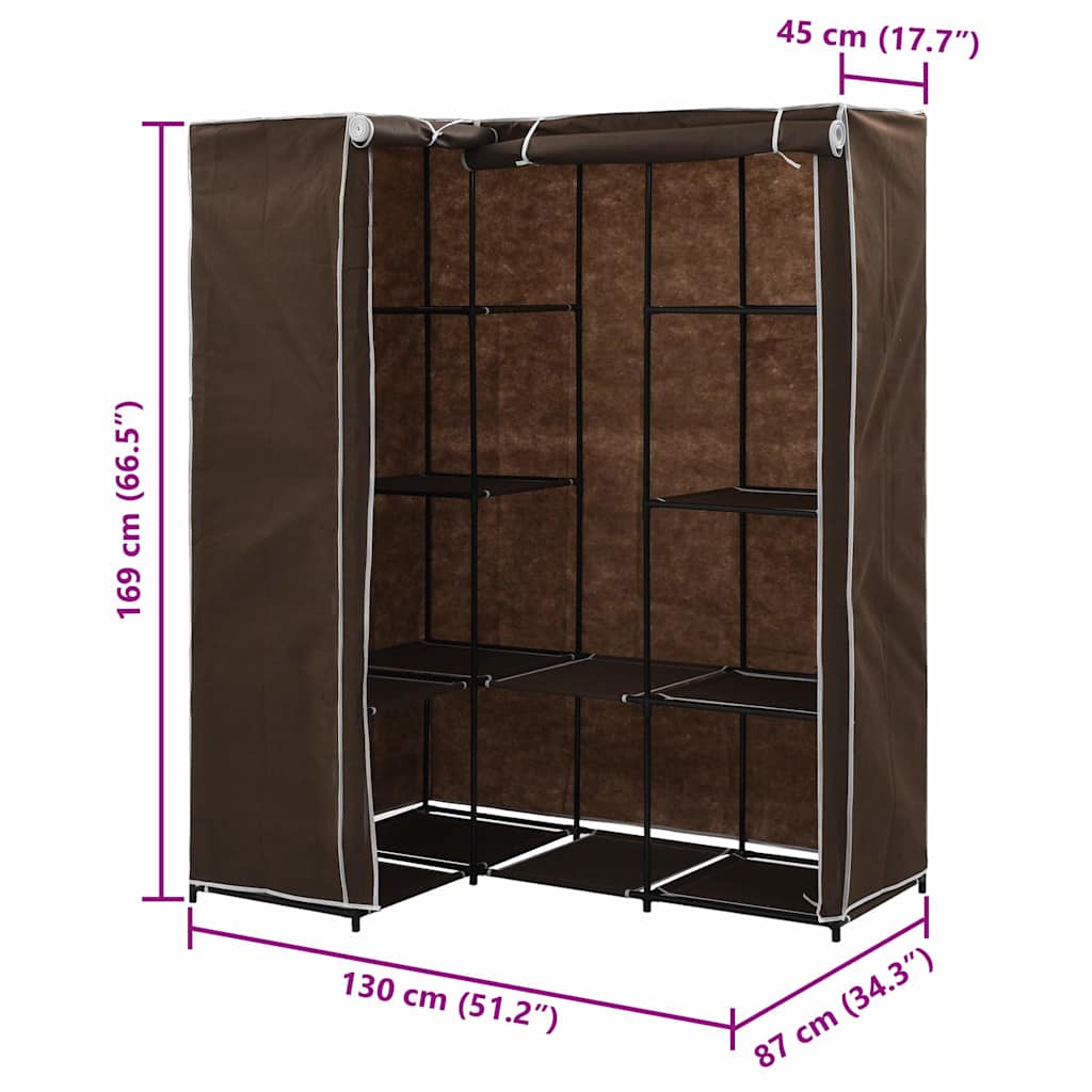 282450  Corner Wardrobe Brown 130x87x169 cm - PAKOBAZAAR