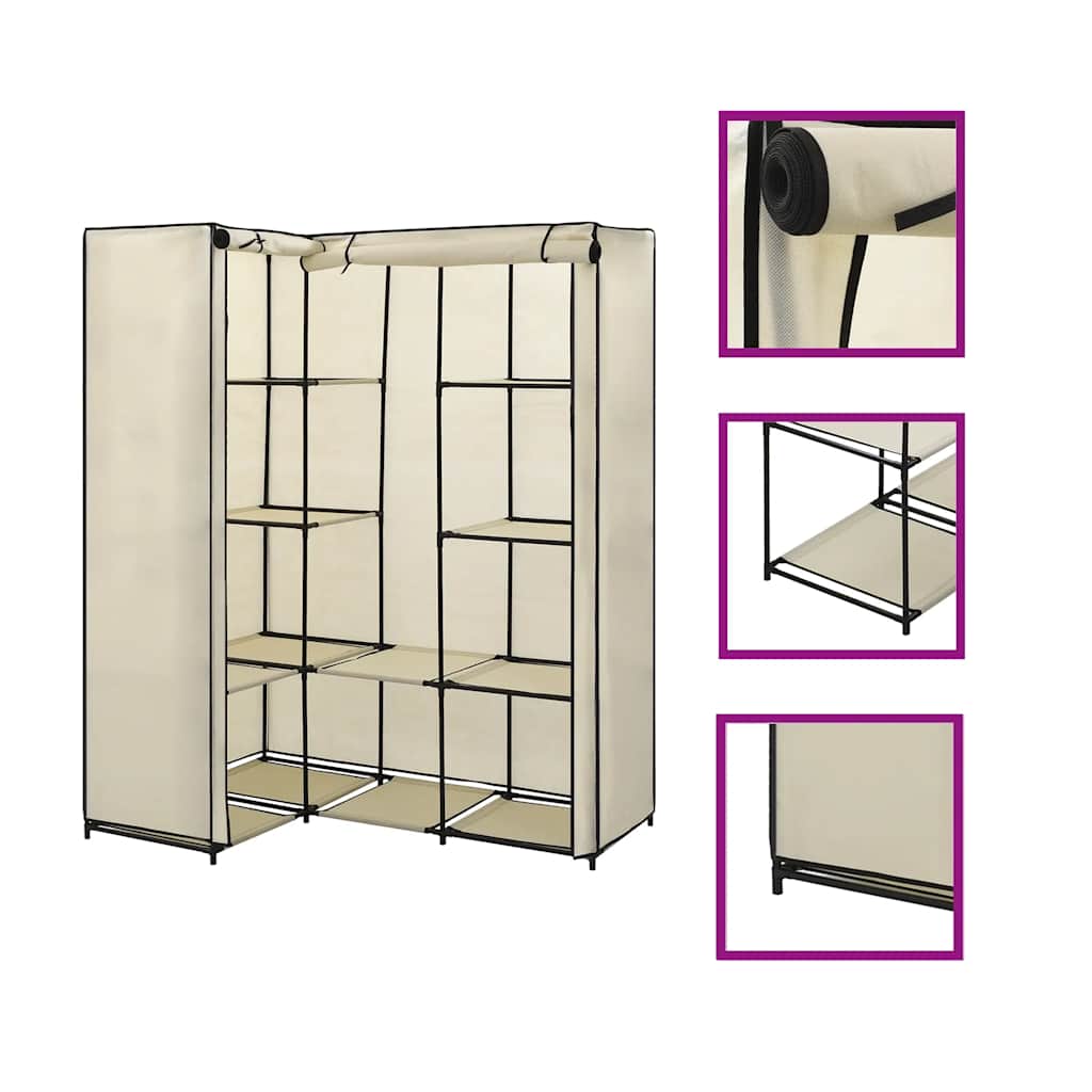 282451  Corner Wardrobe Cream 130x87x169 cm - PAKOBAZAAR