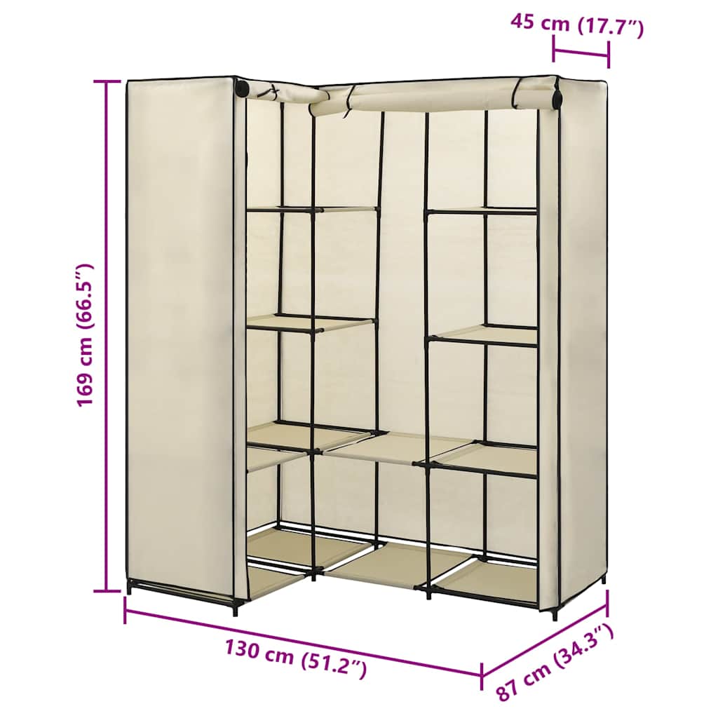 282451  Corner Wardrobe Cream 130x87x169 cm - PAKOBAZAAR