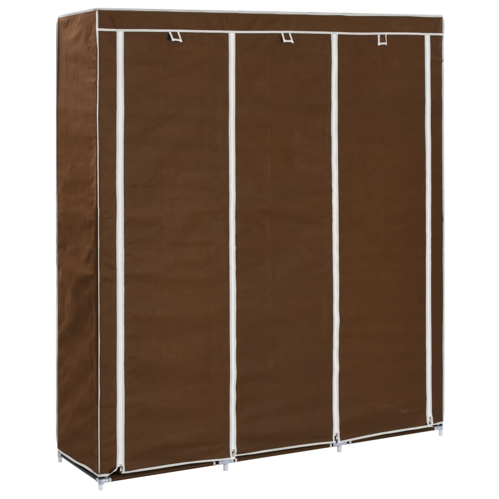 282454  Wardrobe with Compartments and Rods Brown 150x45x175 cm Fabric - PAKOBAZAAR