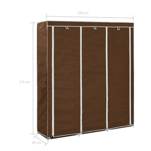 282454  Wardrobe with Compartments and Rods Brown 150x45x175 cm Fabric - PAKOBAZAAR