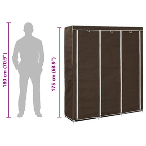 282454  Wardrobe with Compartments and Rods Brown 150x45x175 cm Fabric - PAKOBAZAAR
