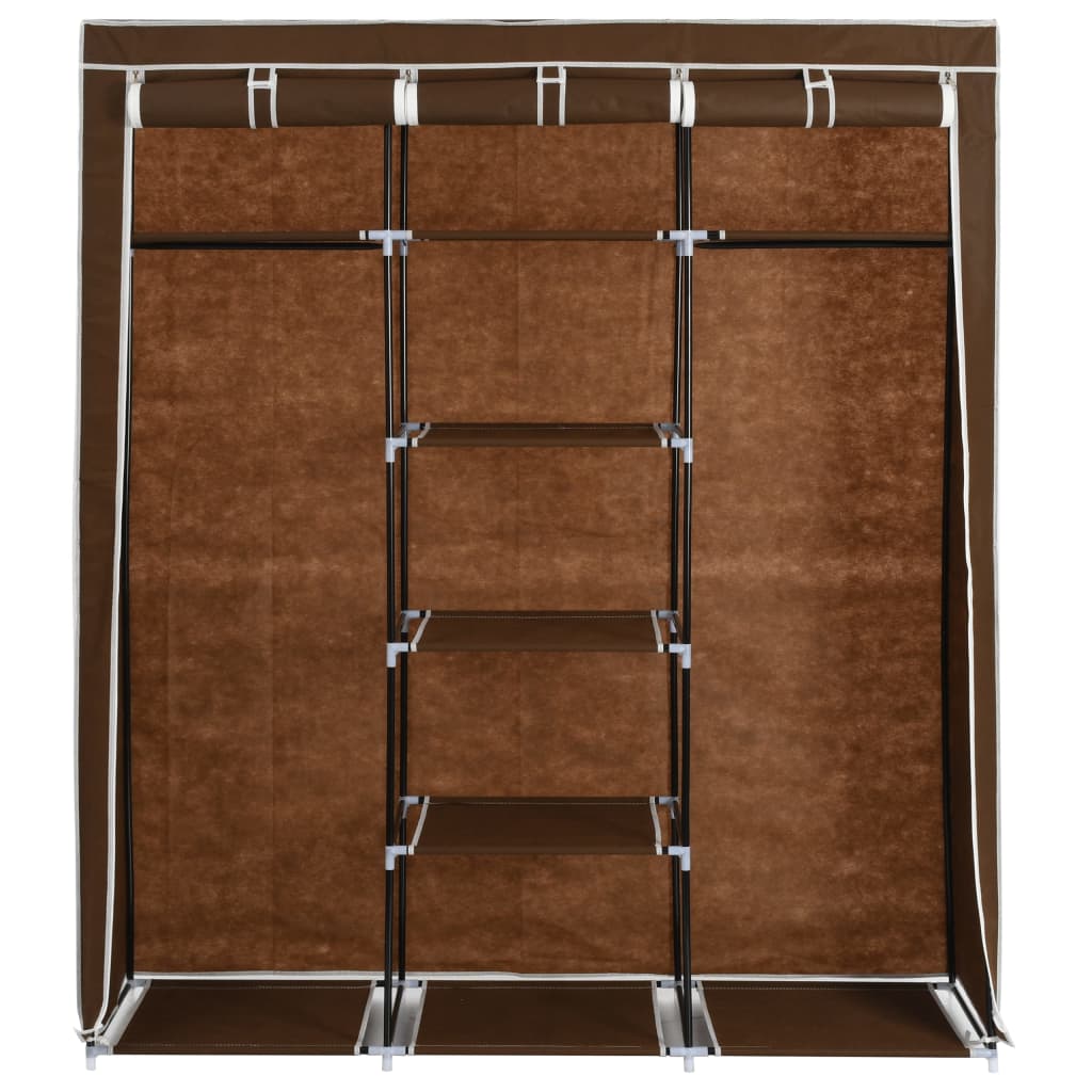 282454  Wardrobe with Compartments and Rods Brown 150x45x175 cm Fabric - PAKOBAZAAR