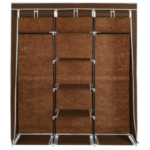 282454  Wardrobe with Compartments and Rods Brown 150x45x175 cm Fabric - PAKOBAZAAR