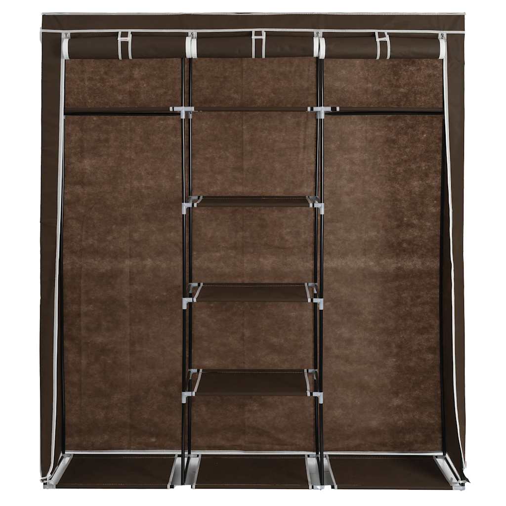 282454  Wardrobe with Compartments and Rods Brown 150x45x175 cm Fabric - PAKOBAZAAR