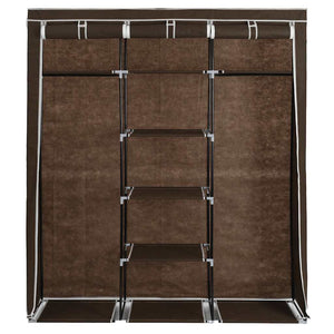 282454  Wardrobe with Compartments and Rods Brown 150x45x175 cm Fabric - PAKOBAZAAR