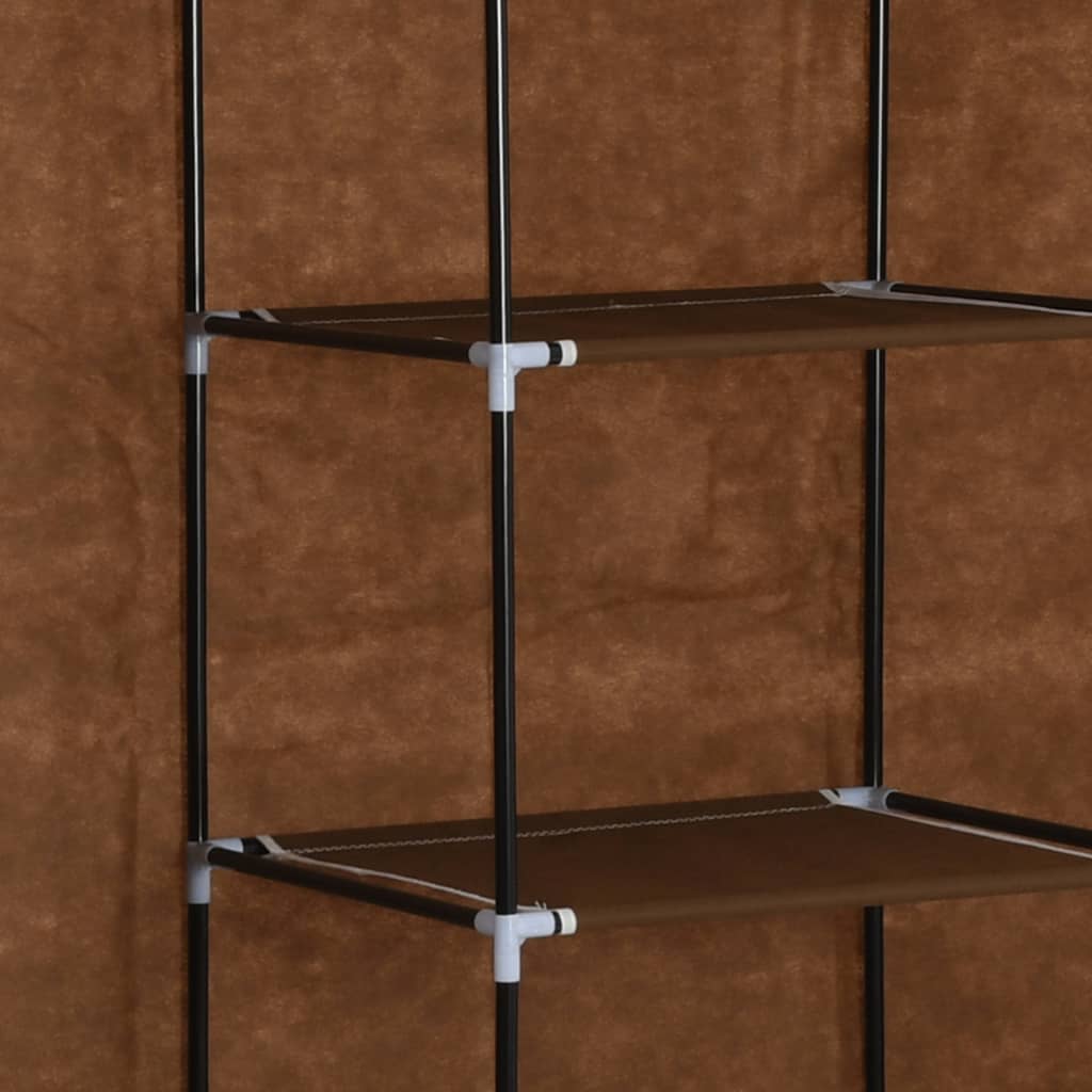 282454  Wardrobe with Compartments and Rods Brown 150x45x175 cm Fabric - PAKOBAZAAR