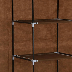 282454  Wardrobe with Compartments and Rods Brown 150x45x175 cm Fabric - PAKOBAZAAR