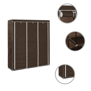 282454  Wardrobe with Compartments and Rods Brown 150x45x175 cm Fabric - PAKOBAZAAR