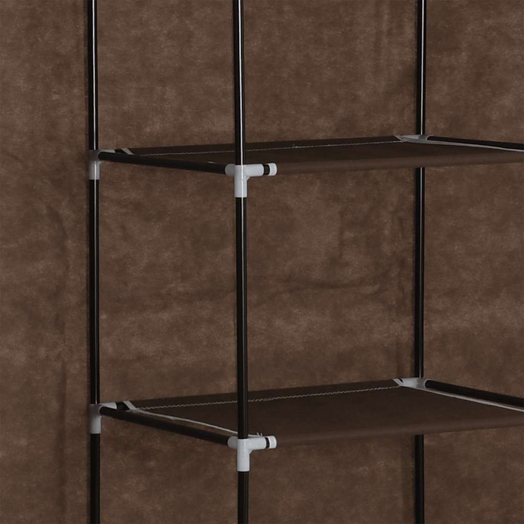 282454  Wardrobe with Compartments and Rods Brown 150x45x175 cm Fabric - PAKOBAZAAR