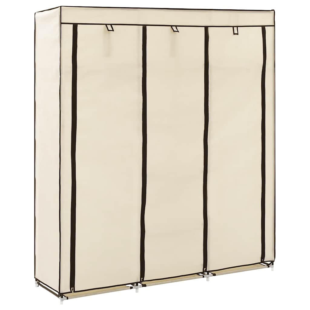 282455  Wardrobe with Compartments and Rods Cream 150x45x175 cm Fabric - PAKOBAZAAR
