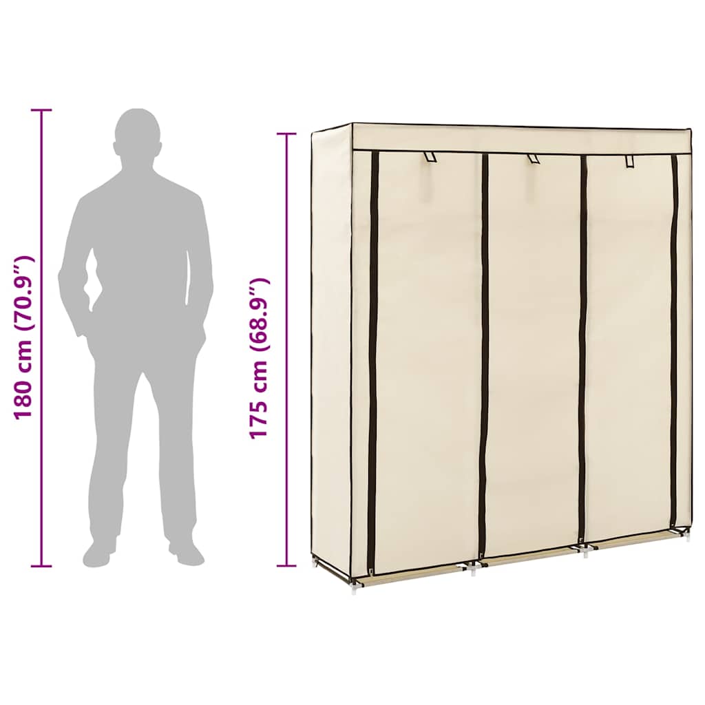 282455  Wardrobe with Compartments and Rods Cream 150x45x175 cm Fabric - PAKOBAZAAR
