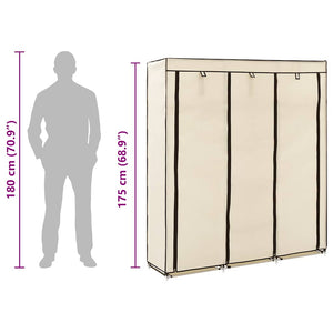 282455  Wardrobe with Compartments and Rods Cream 150x45x175 cm Fabric - PAKOBAZAAR