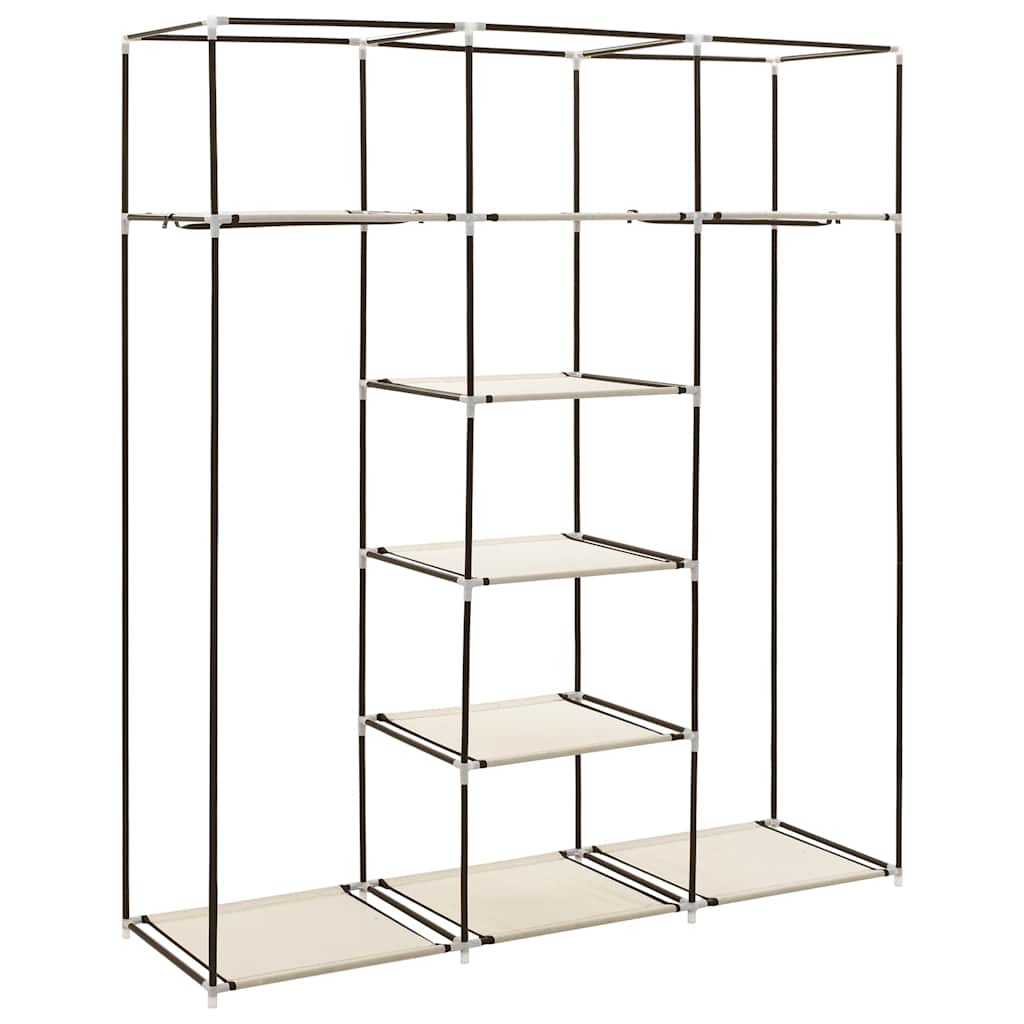 282455  Wardrobe with Compartments and Rods Cream 150x45x175 cm Fabric - PAKOBAZAAR