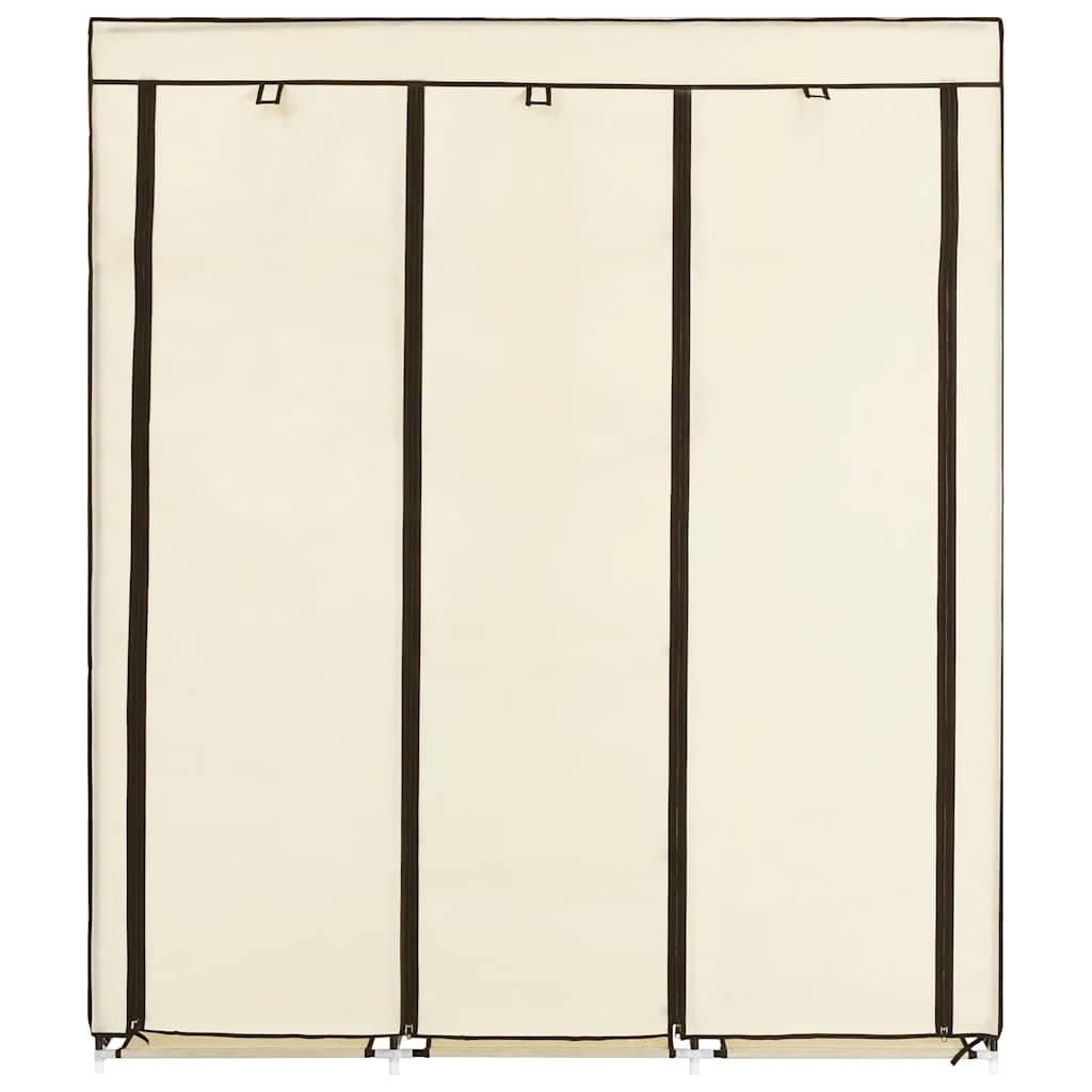 282455  Wardrobe with Compartments and Rods Cream 150x45x175 cm Fabric - PAKOBAZAAR