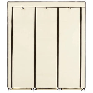 282455  Wardrobe with Compartments and Rods Cream 150x45x175 cm Fabric - PAKOBAZAAR