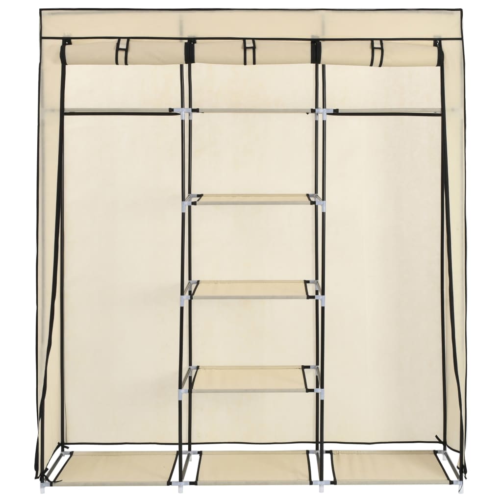 282455  Wardrobe with Compartments and Rods Cream 150x45x175 cm Fabric - PAKOBAZAAR