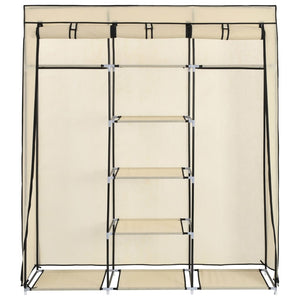 282455  Wardrobe with Compartments and Rods Cream 150x45x175 cm Fabric - PAKOBAZAAR