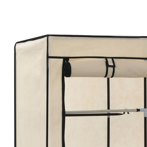282455  Wardrobe with Compartments and Rods Cream 150x45x175 cm Fabric - PAKOBAZAAR
