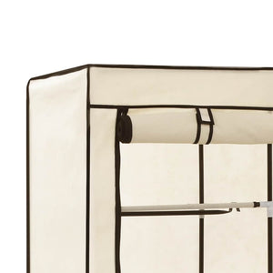 282455  Wardrobe with Compartments and Rods Cream 150x45x175 cm Fabric - PAKOBAZAAR