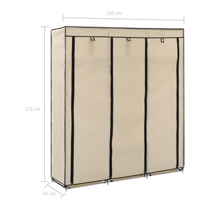 282455  Wardrobe with Compartments and Rods Cream 150x45x175 cm Fabric - PAKOBAZAAR