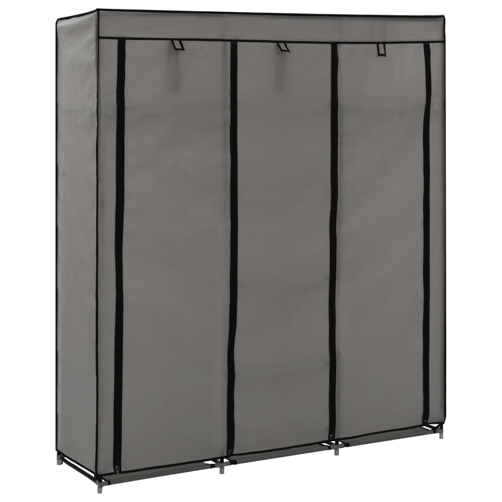 282456  Wardrobe with Compartments and Rods Grey 150x45x175 cm Fabric - PAKOBAZAAR
