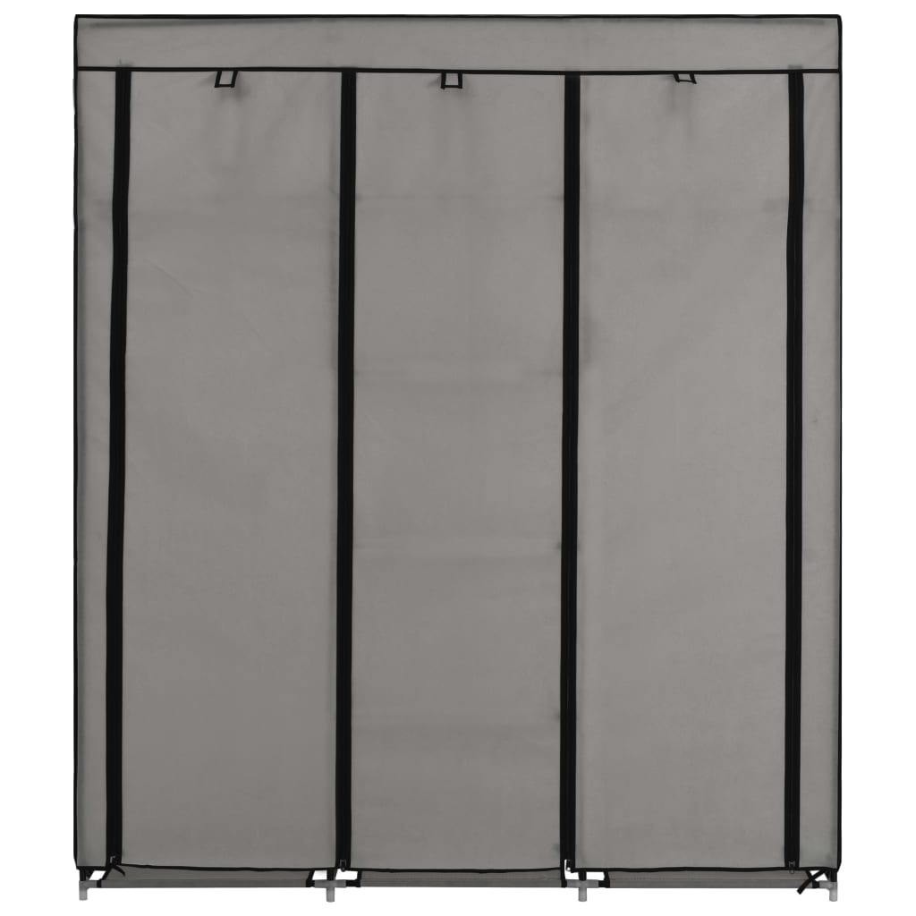 282456  Wardrobe with Compartments and Rods Grey 150x45x175 cm Fabric - PAKOBAZAAR